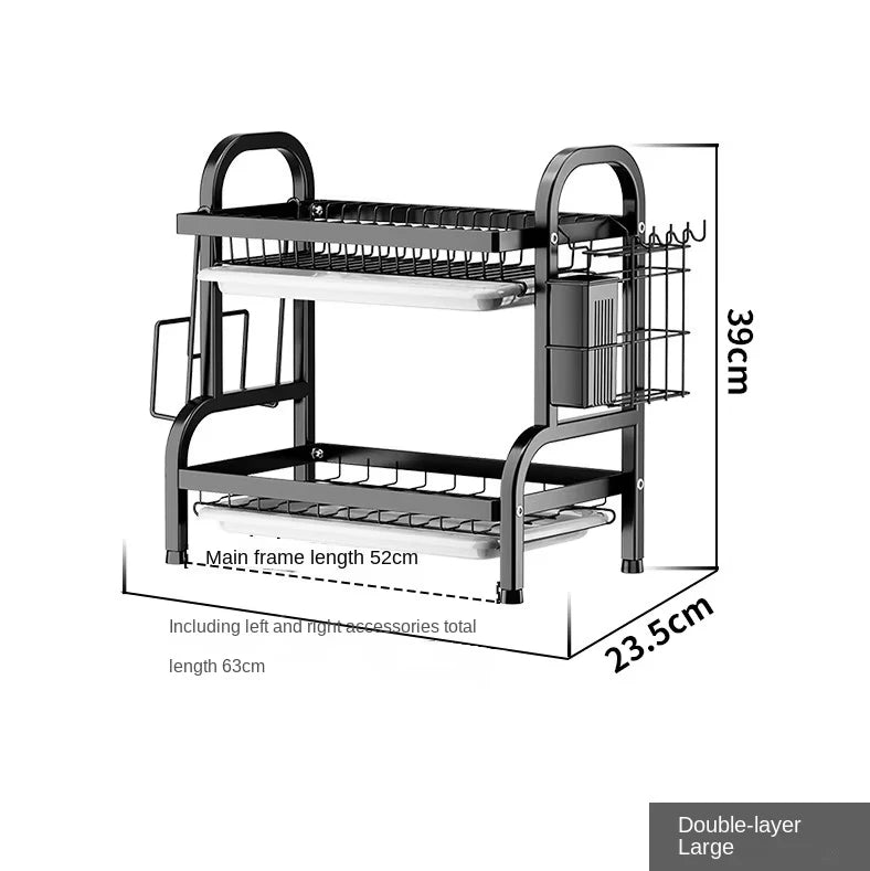 SWANS 2-Tier Dish Drainer with Drainboard & Cutting Board Holder Dish Drying Rack SWANS L