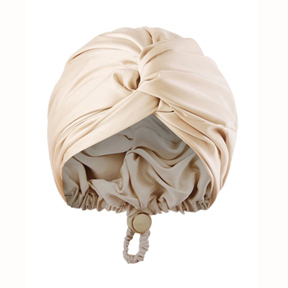 Adjustable Satin Sleep Hair Bonnet – Double Layer Night Cap Satin Sleep Bonnet SWANS A