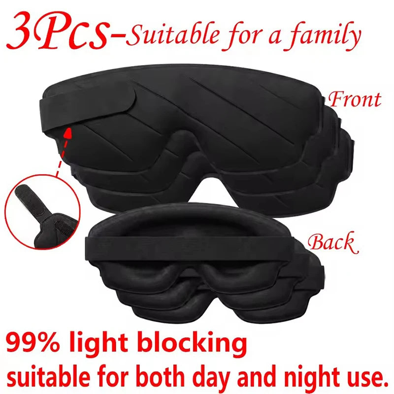 SWANS 3-Pack Contoured Sleep Eye Mask – Light Blocking Sleep Eye Mask SWANS Black 3pcs