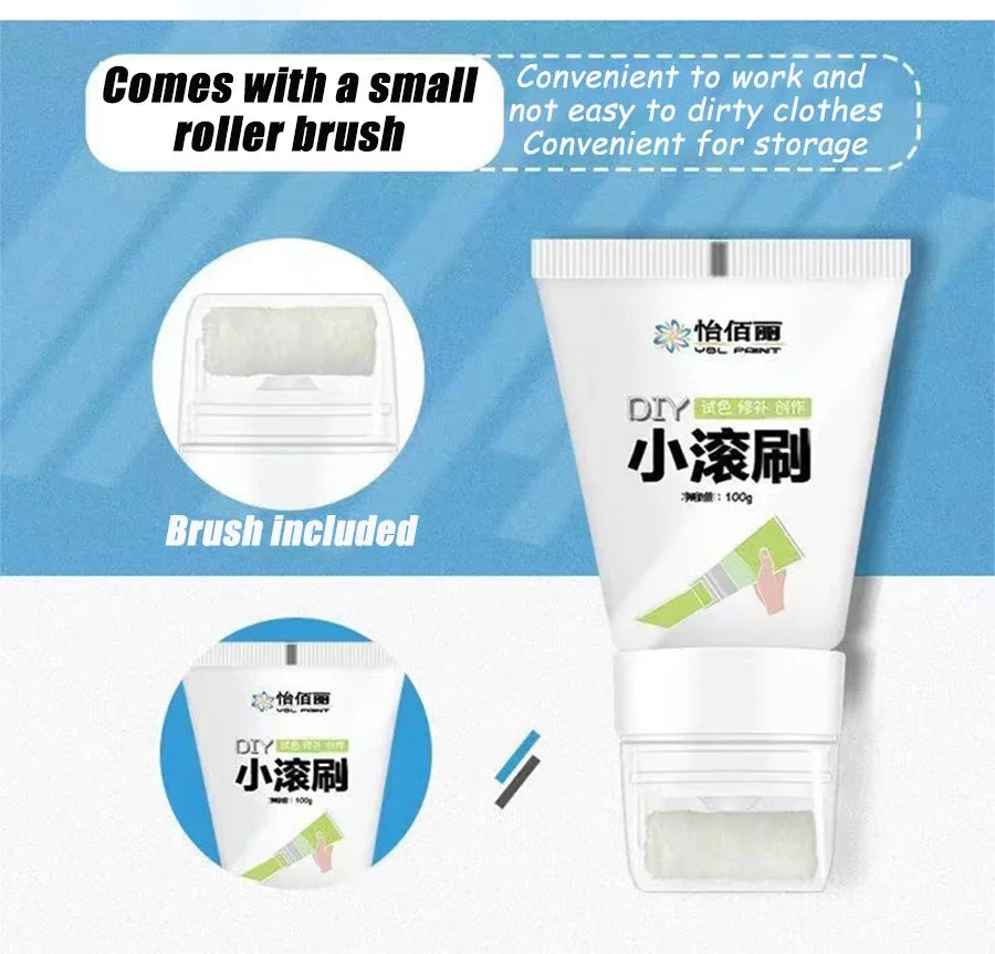 Wall Repair Paint with Roller Brush – Eco-Friendly 100g Touch-Up Wall Repair Paint SWANS