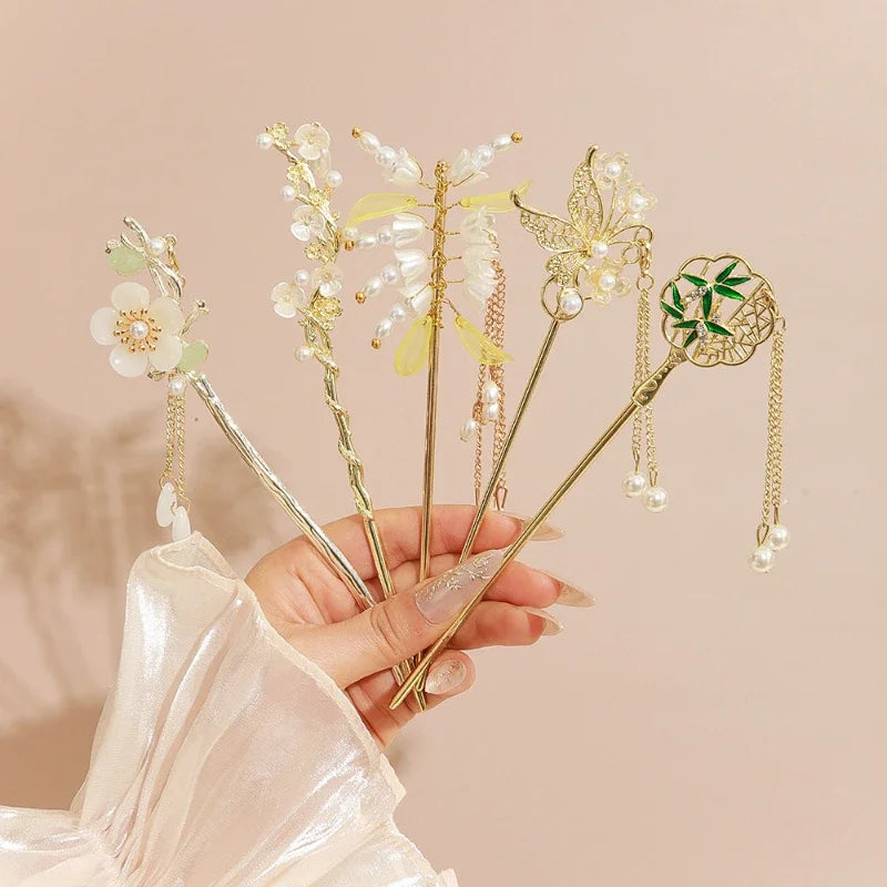 Chinese Tassel Hairpin – Retro Hanfu Step Shake Hair Pin Tassel Hair Pin SWANS