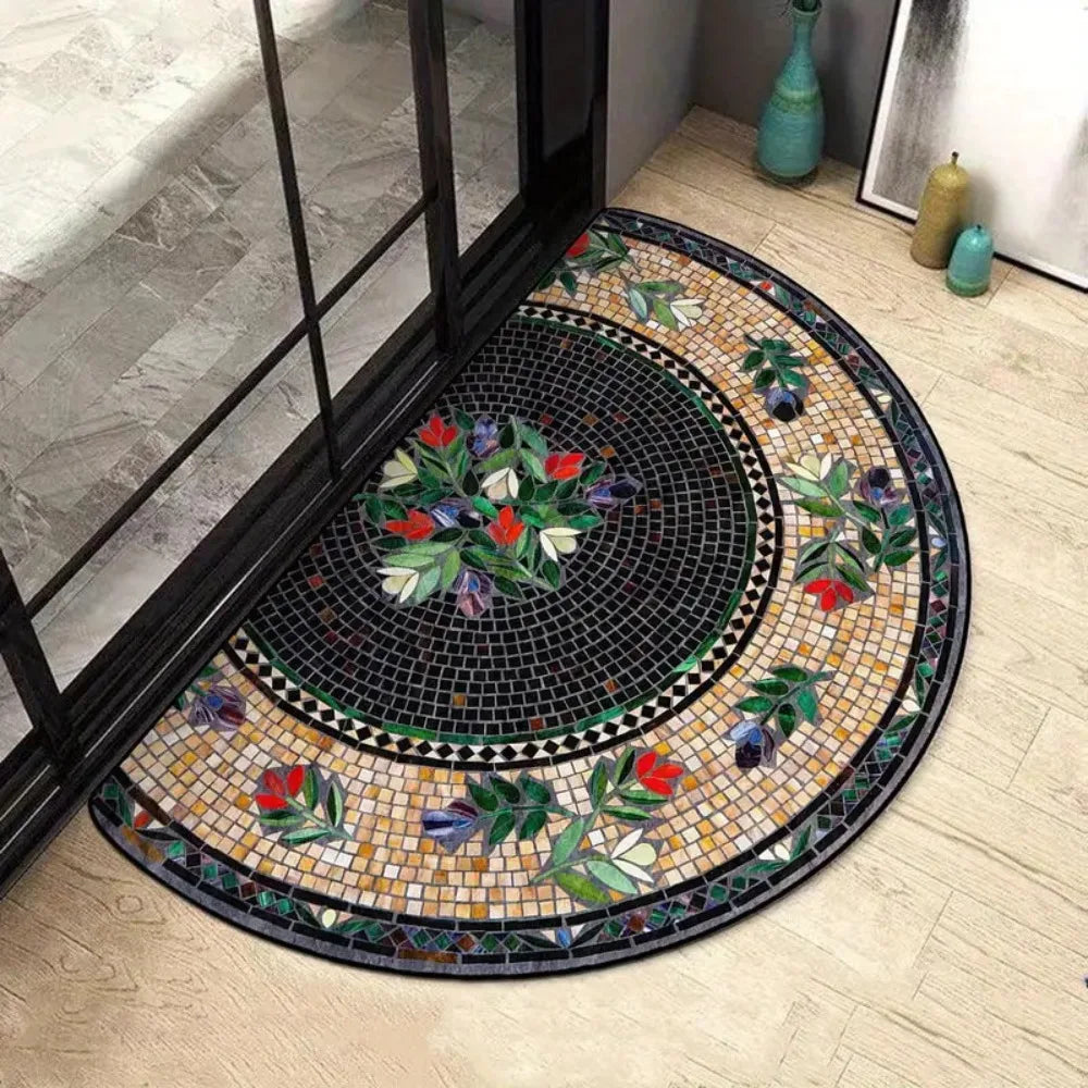 Semi-Circular Non-Slip Door Mat – Ethnic Style Entrance Rug Door Mat SWANS D-50-80cm