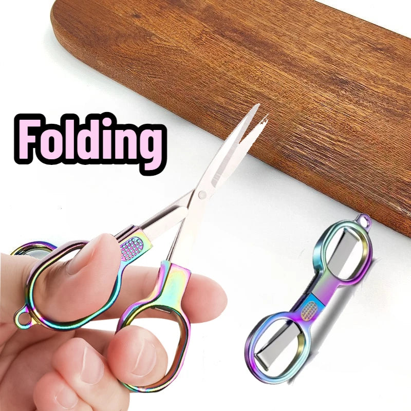 SWANS Folding Scissors – Rainbow Compact Stainless Steel Folding Craft Scissors SWANS