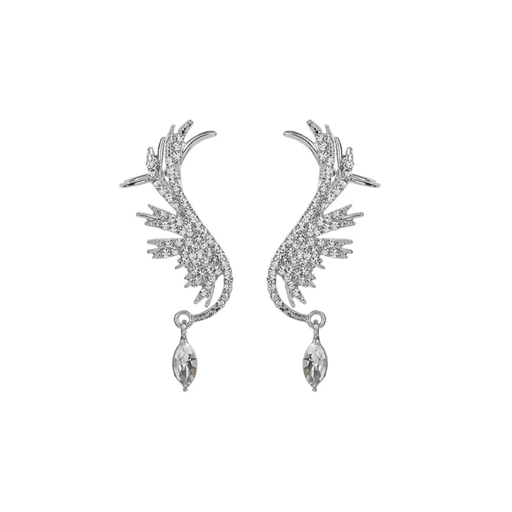 Rhinestone Wing Stud Earrings – Hypoallergenic Screw-Back Stud Earrings SWANS