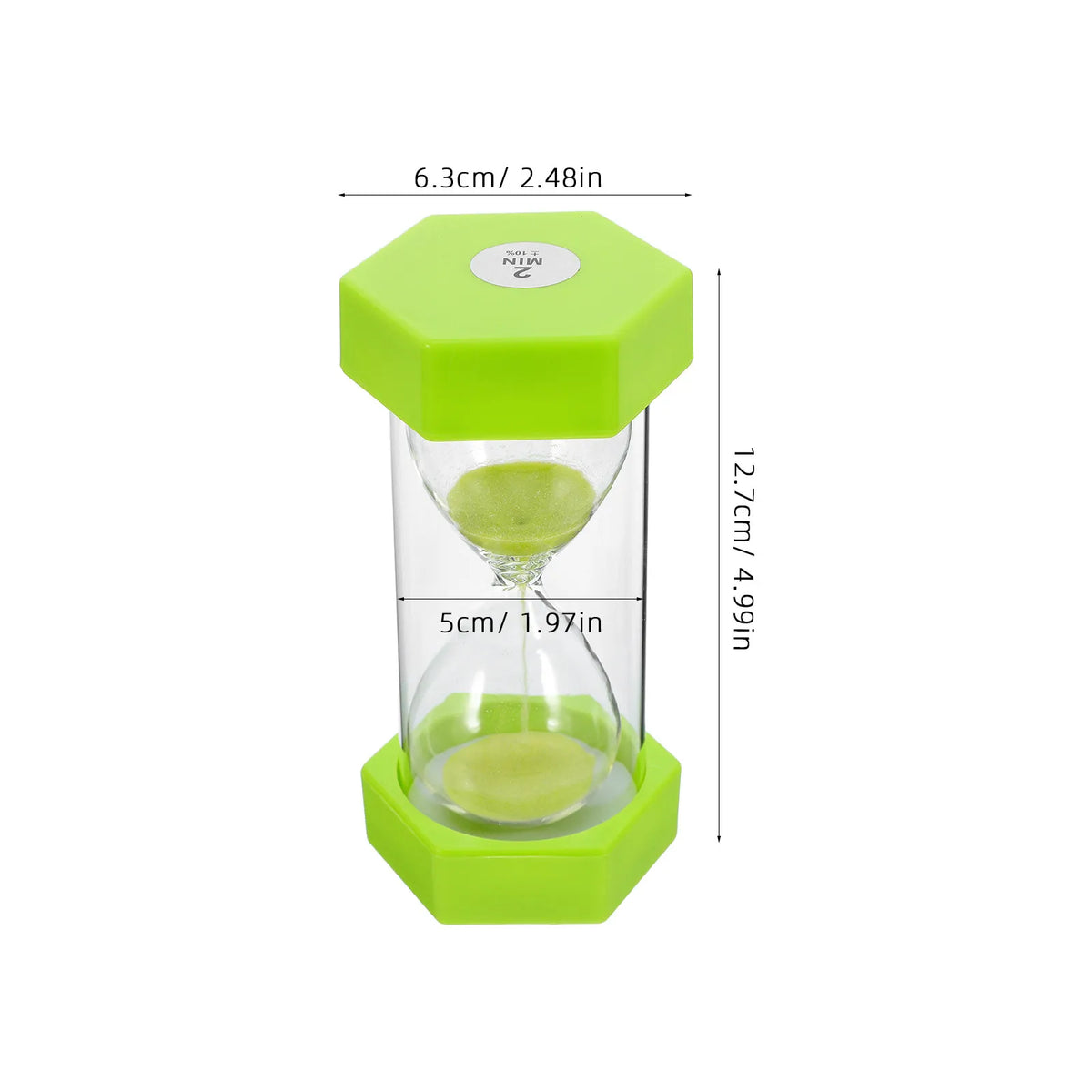 Light Green Hexagon Sand Timer – 2-Minute Hourglass Visual Clock Sand Timer Hourglass SWANS