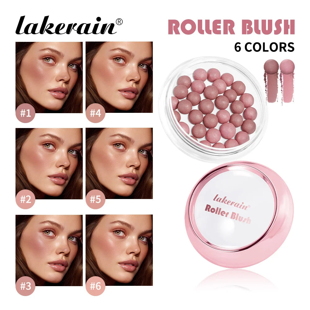 Lakerain Roller Blush – Shimmer Powder Beads, Long-Lasting Blush Powder SWANS