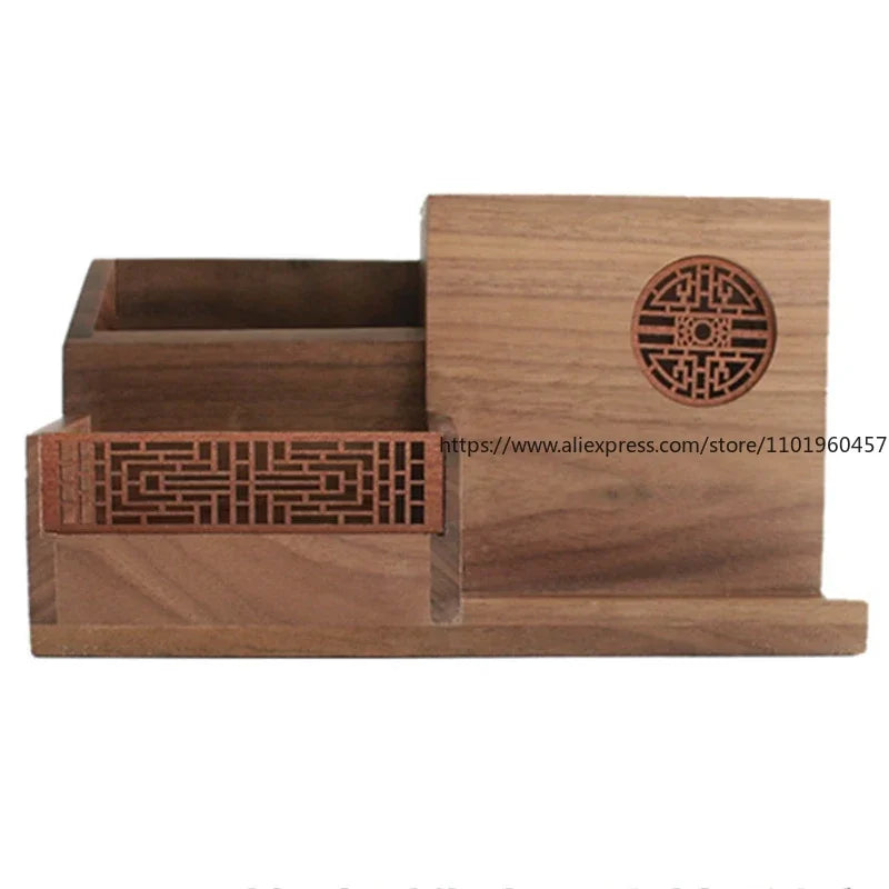 SWANS Square Wooden Desk Organizer & Multifunctional Pen Holder Desk Organizer SWANS