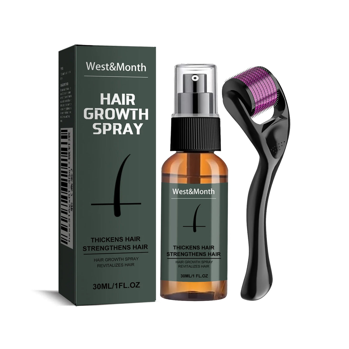 West Month Beard Growth Kit – Roller & Essence Oil Spray 30ml Beard Growth Kit SWANS 30ml 1