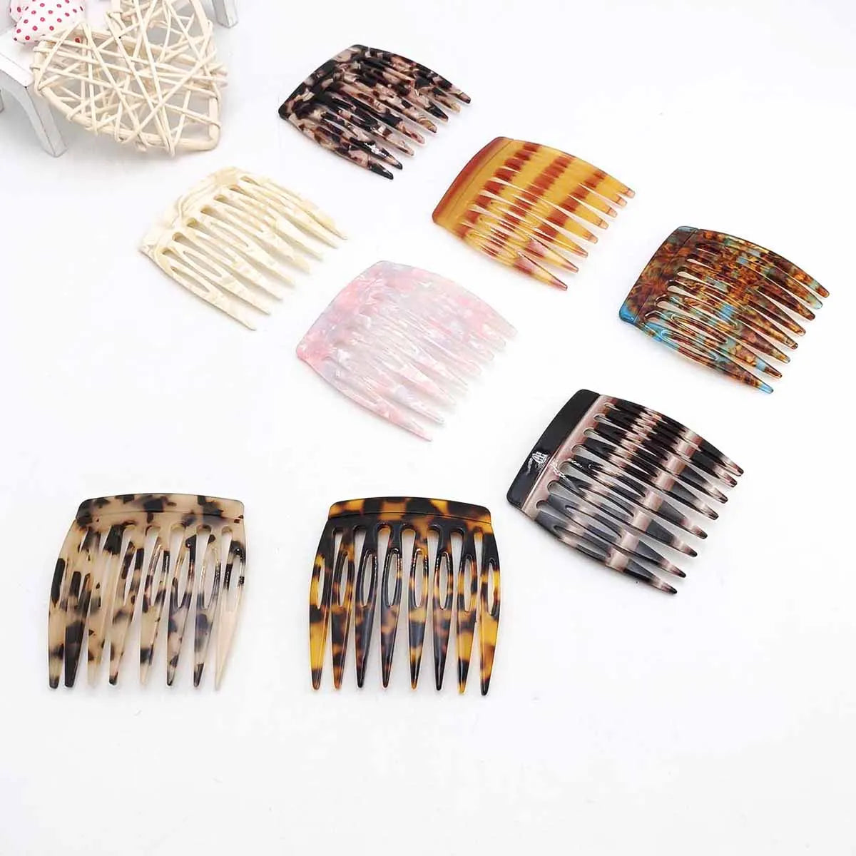 French Side Hair Comb – 8-Tooth Acetate Decorative Bun Slide Decorative Hair Comb SWANS