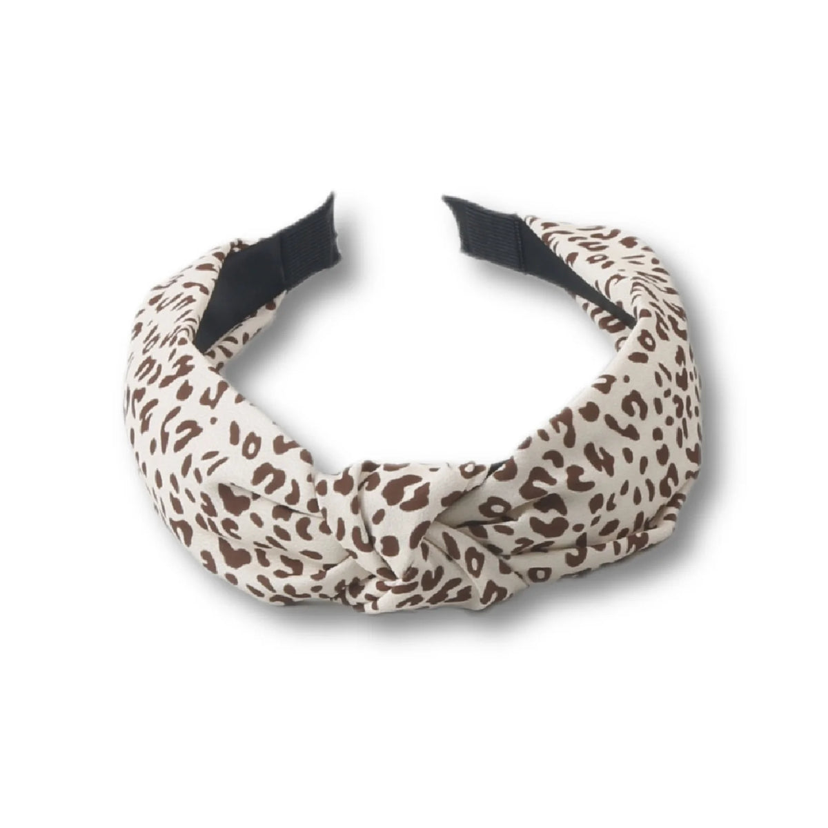 Women's Knotted Headband – Thick Top Knot Anti-Slip Hair Band Knotted Headband SWANS Leopard print beige
