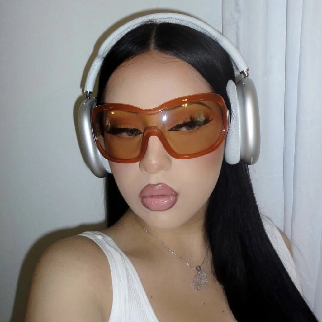 Y2K Oversized One-Piece Lens Sunglasses UV400 Punk Shades Fashion Sunglasses SWANS