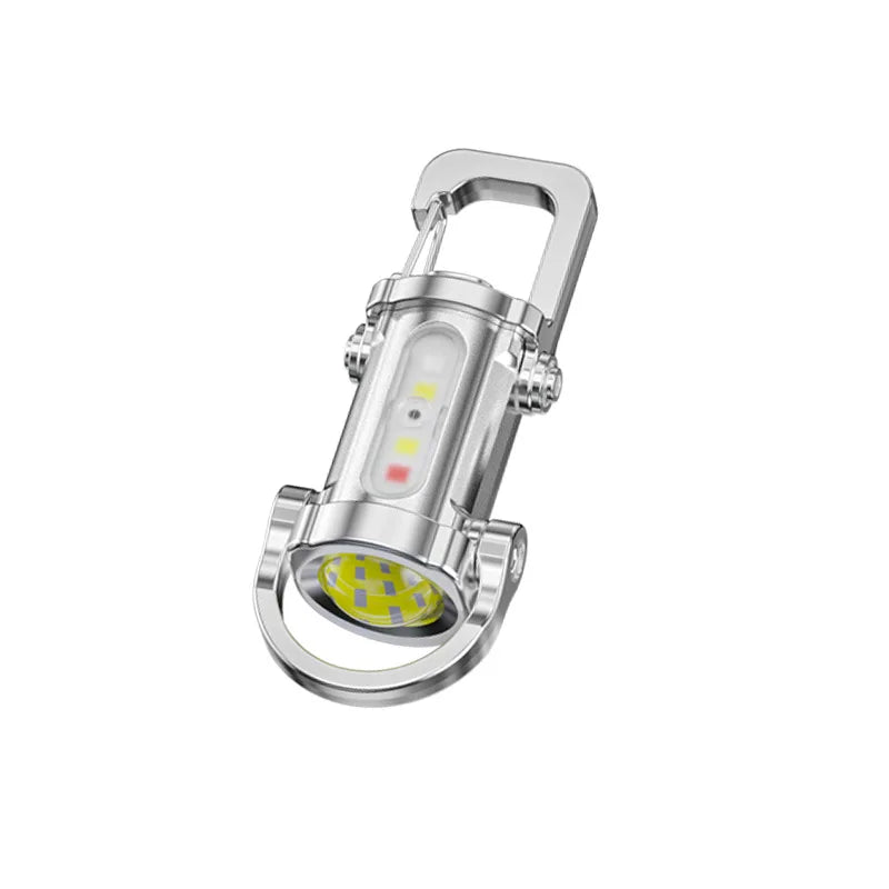 Rechargeable Mini LED Keychain Flashlight – 200LM, 7 Modes Keychain Flashlight SWANS Silver