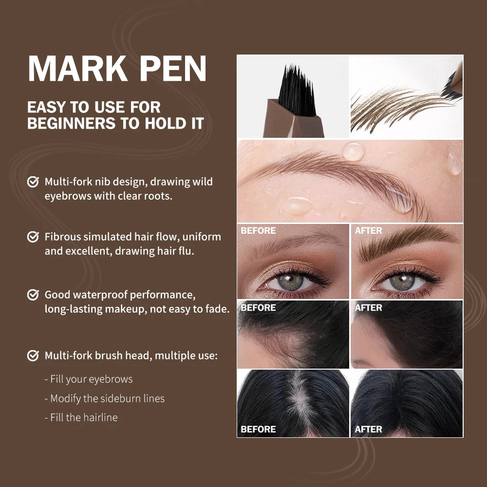 4D Microblading Eyebrow Pen – Waterproof Fork Tip Brow Pencil Eyebrow Pen SWANS