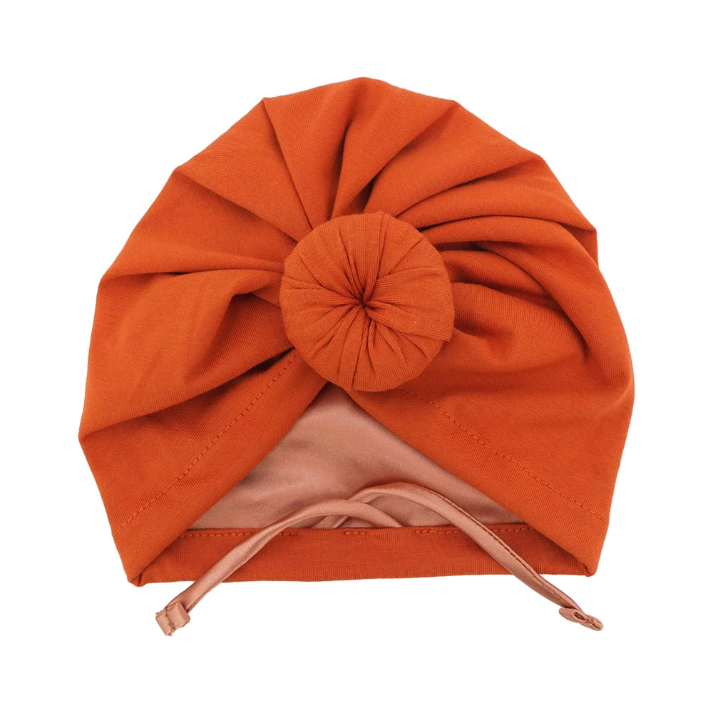 Satin Lined Baby Turban Hat – Infant Toddler Beanie Unisex Baby Turban Hat SWANS Cott Rust M (6-18Month)