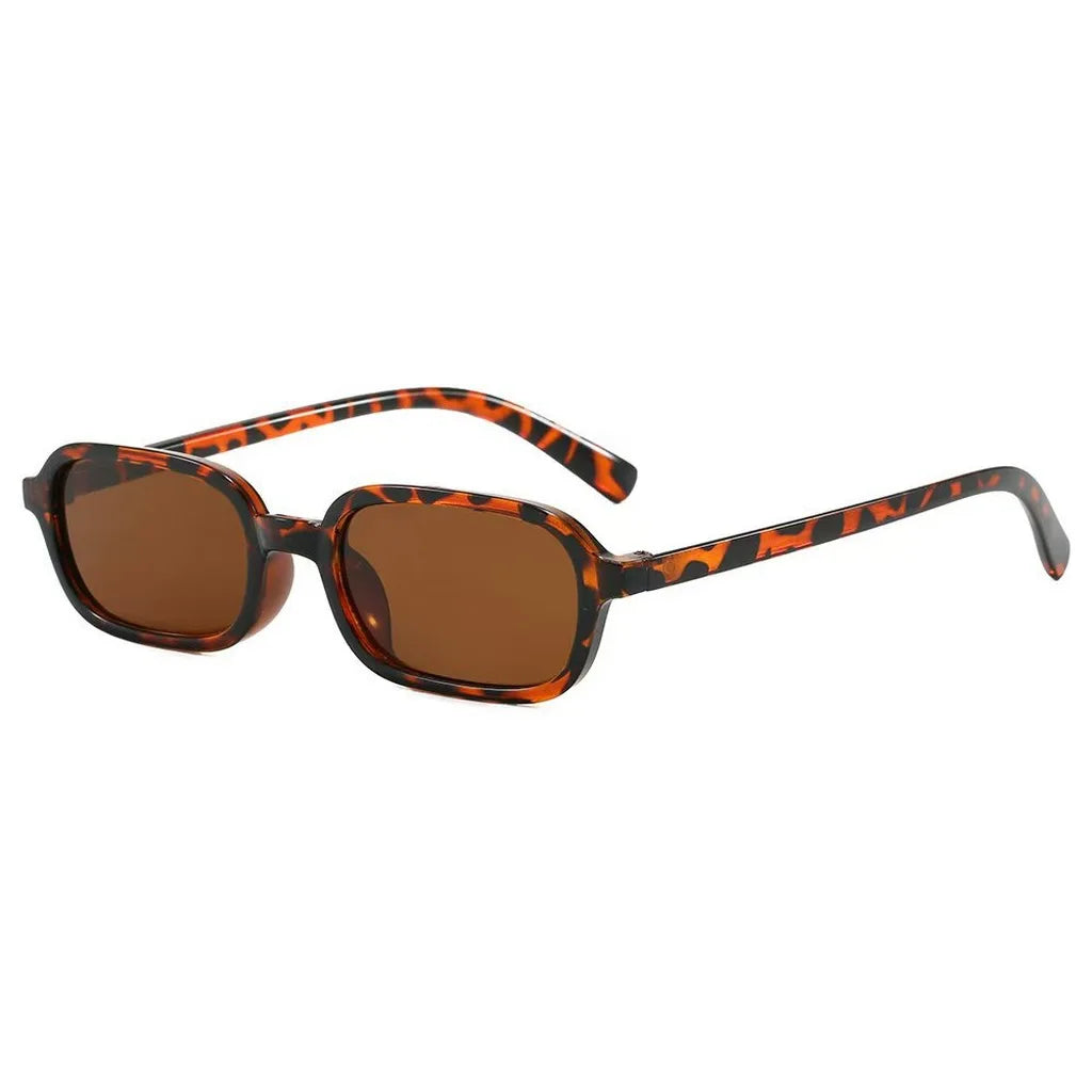 Women's Small Rectangle Sunglasses UV400 Trendy Fashion Rectangle Sunglasses SWANS Tortoise Brown