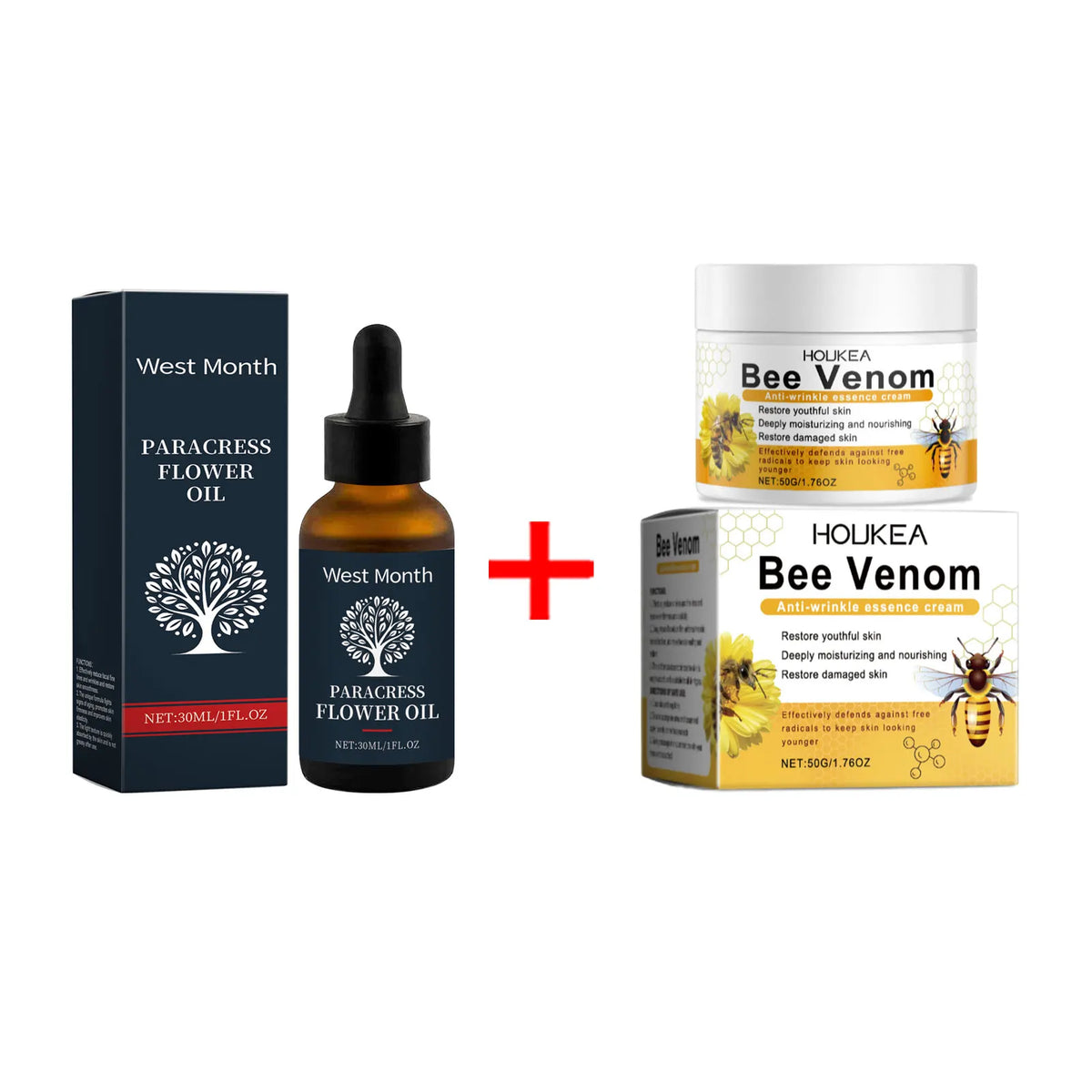 WEST MONTH Bee Venom Essence Cream & Facial Oil Set 50g Face Cream & Serum SWANS 1set Boxed