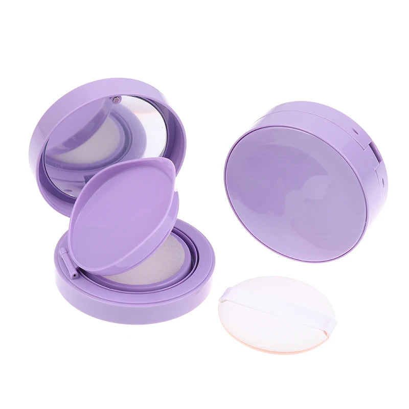 Purple Air Cushion Foundation DIY Case with Mirror & Sponge Makeup Compact Case SWANS 1Pcs