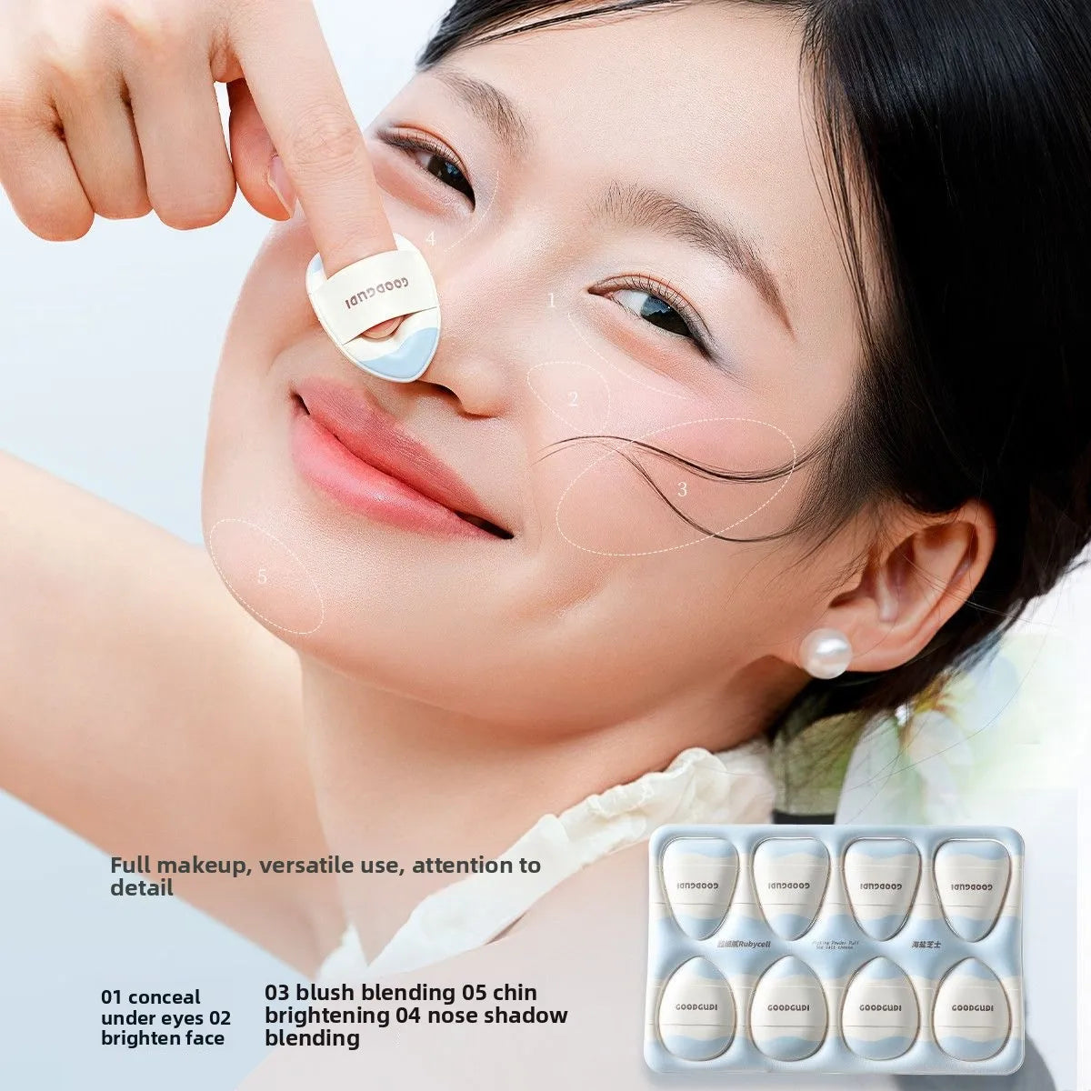 8-Pack Mini Finger Sponge Set – Foundation & Powder Puff Makeup Blending Sponge SWANS