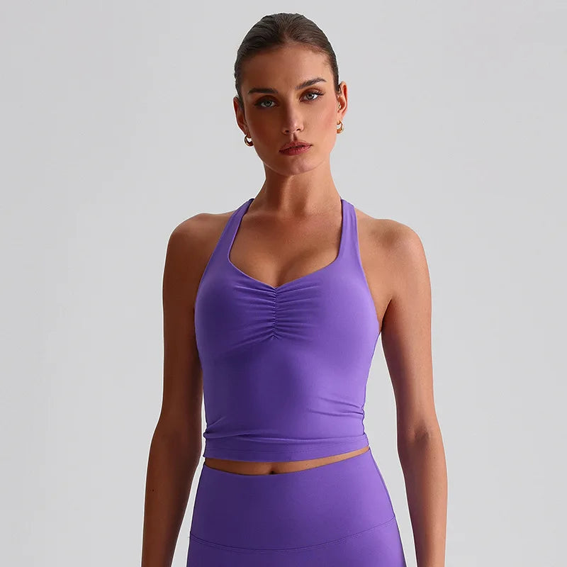 Women's Cross Back Sports Bra – High Support Yoga Tank Top Women's Sports Bra SWANS Passionate Purple XL