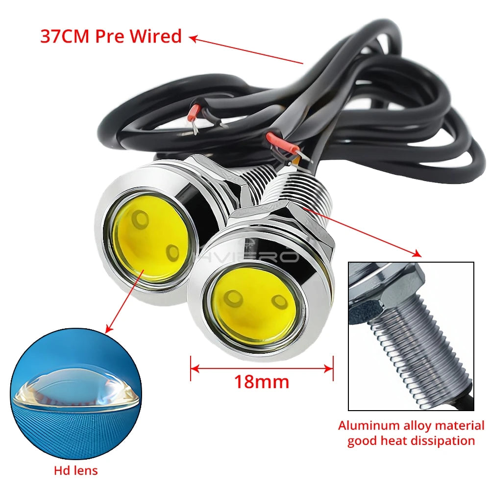 10-Pack 18mm Eagle Eye LED Car Lights 12V IP65 Multicolor DRL Eagle Eye LED Light SWANS