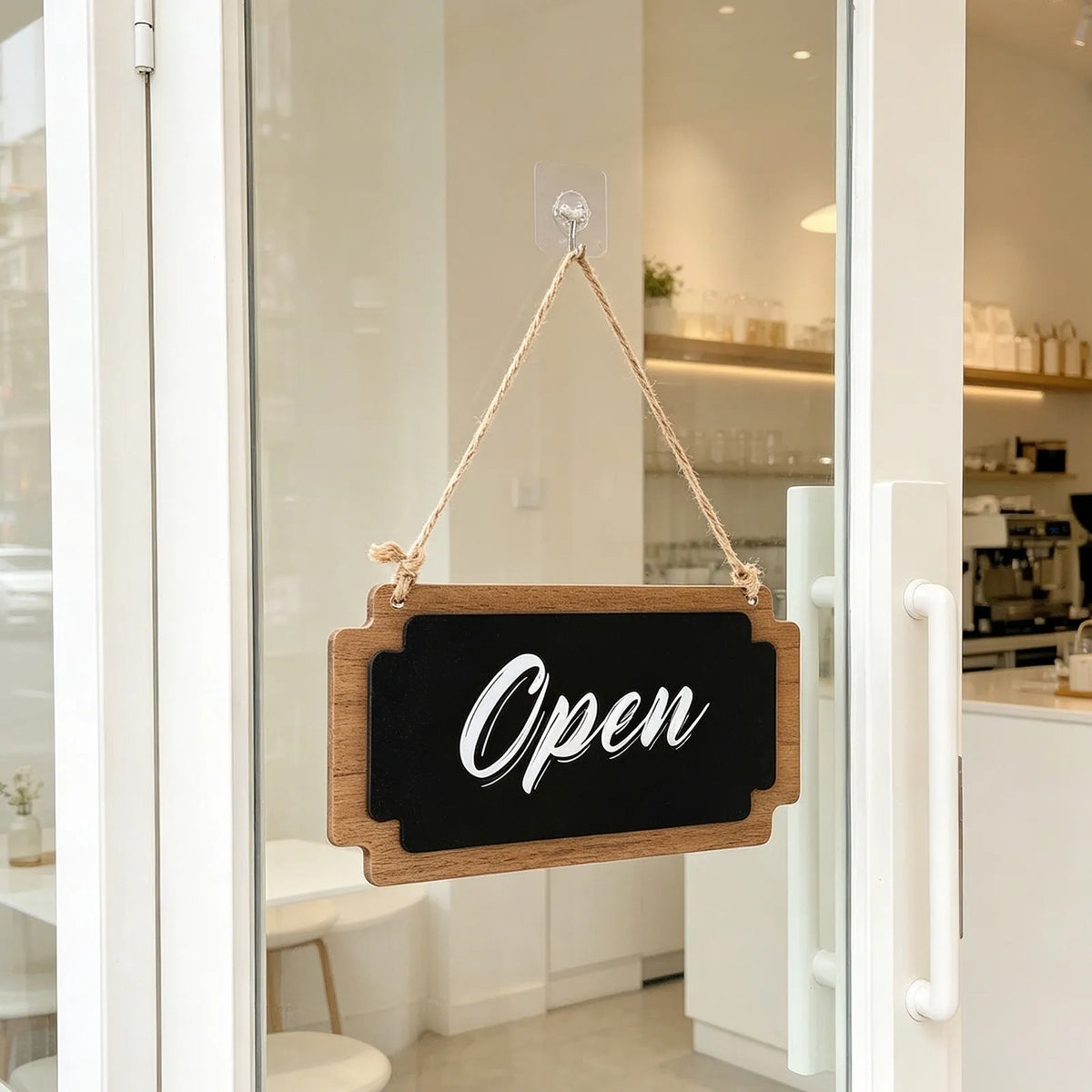 Double-Sided Wood Open Closed Sign – Hanging Business Board Business Hanging Sign SWANS