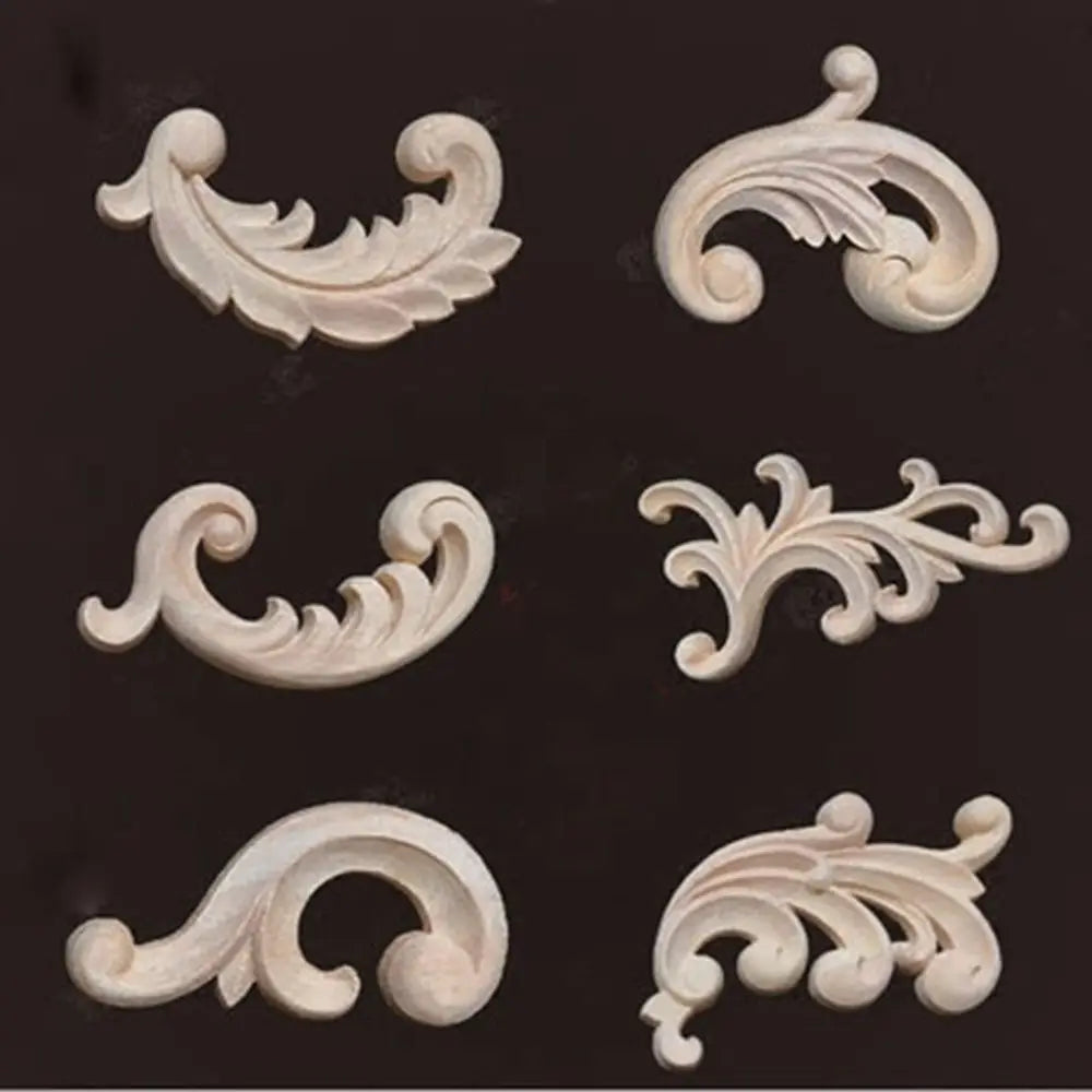 Floral Wood Carved Corner Appliques – Wall & Door Decor Decorative Wood Applique SWANS