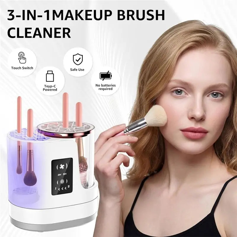 3-in-1 Electric Makeup Brush Cleaner – USB Auto Clean & Dry Makeup Brush Cleaner SWANS