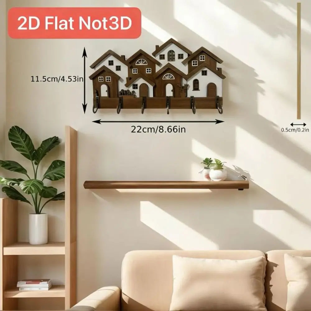 Wooden House Key Holder – Wall Mounted Decorative Key Rack Wall Key Rack SWANS