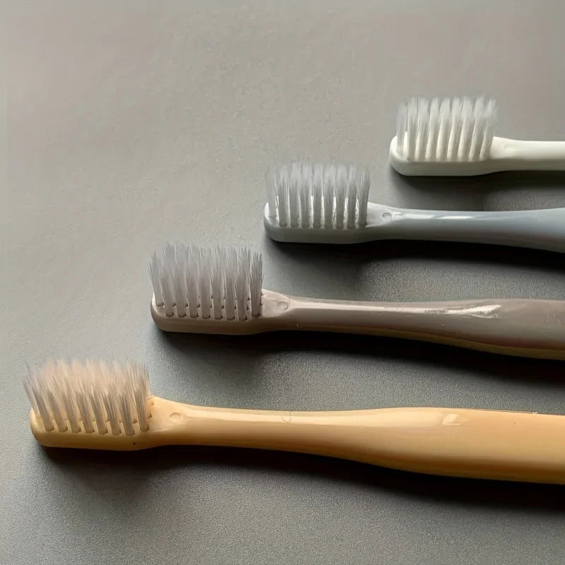 SWANS Macaron Soft Bristle Toothbrush Set – 4-Pack Adult Manual Toothbrush SWANS