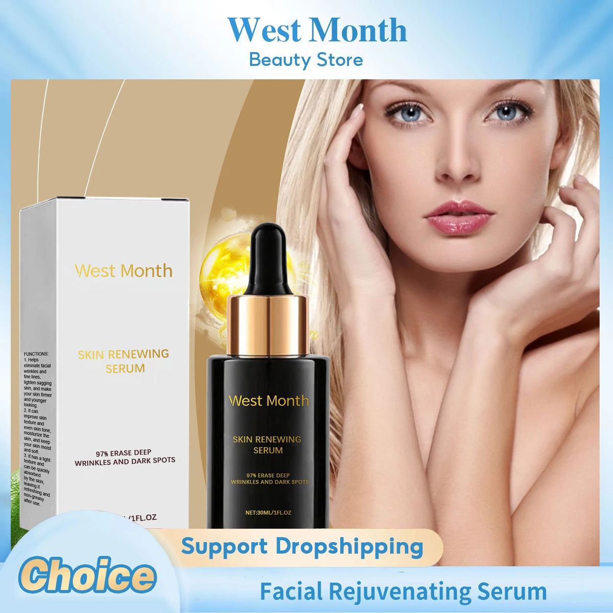WEST MONTH Facial Rejuvenating Serum – Anti-Aging & Brightening Face Serum SWANS