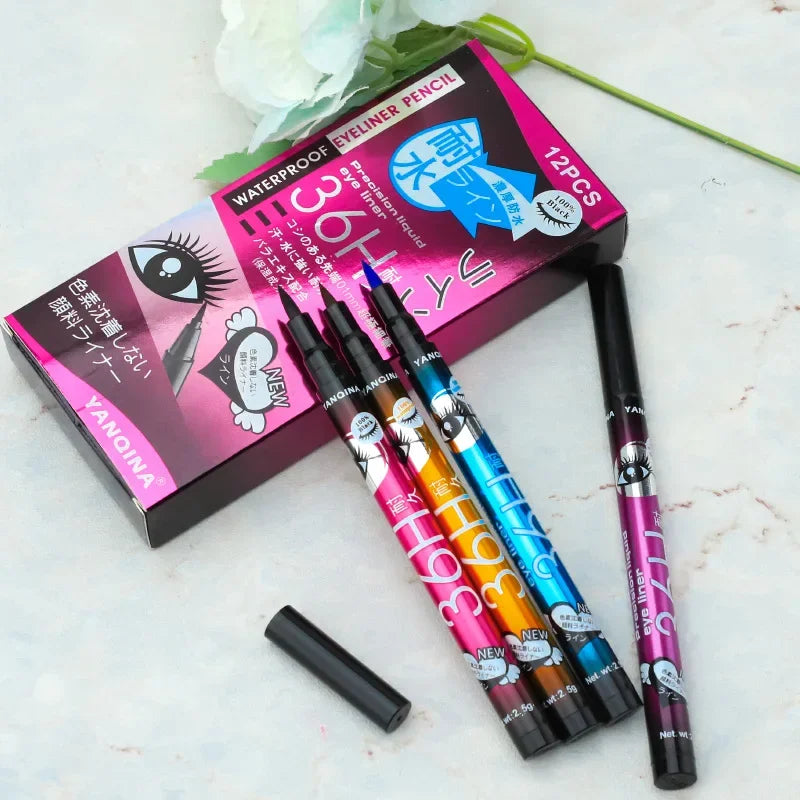 YANQINA 36H Waterproof Liquid Eyeliner Pen – Smudge-Proof Black Liquid Eyeliner Pen SWANS