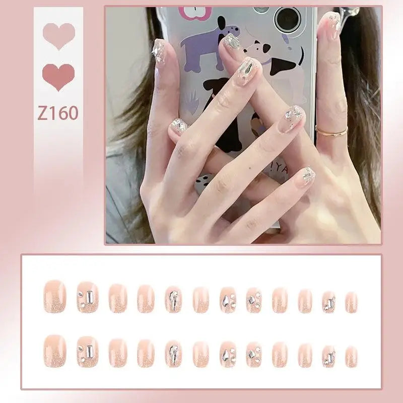 Press-On French Tip Acrylic Nails – 24pc Short Fake Nail Set Press-On Nail Set SWANS Z160