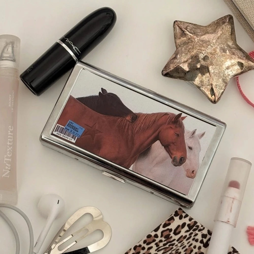Y2K Stainless Steel Cigarette Case – Slim Double Flip Storage Box Cigarette Case SWANS
