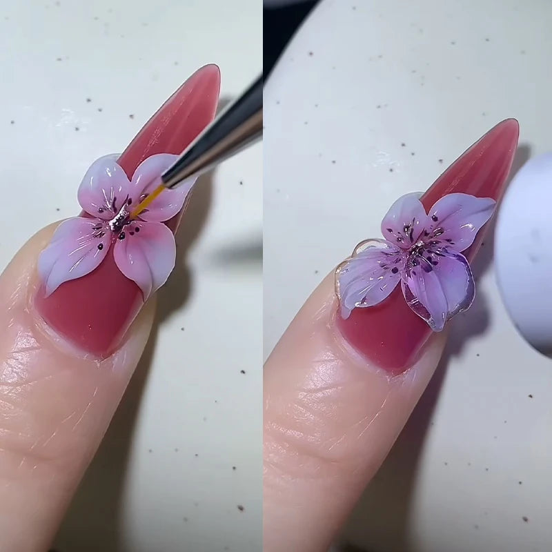 Purple 3D Acrylic Flower Nail Art Charms – Pearl & Rhinestone Nail Art Charms SWANS