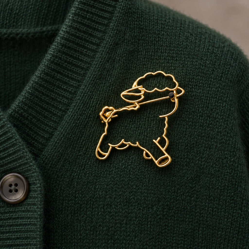 Sheep Brooch Gold Tone Hollow Zinc Alloy Animal Pin Fashion Brooch Pin SWANS