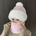 SWANS Winter Windproof Beanie & Neck Warmer Scarf Set Winter Beanie Hat Set SWANS pink