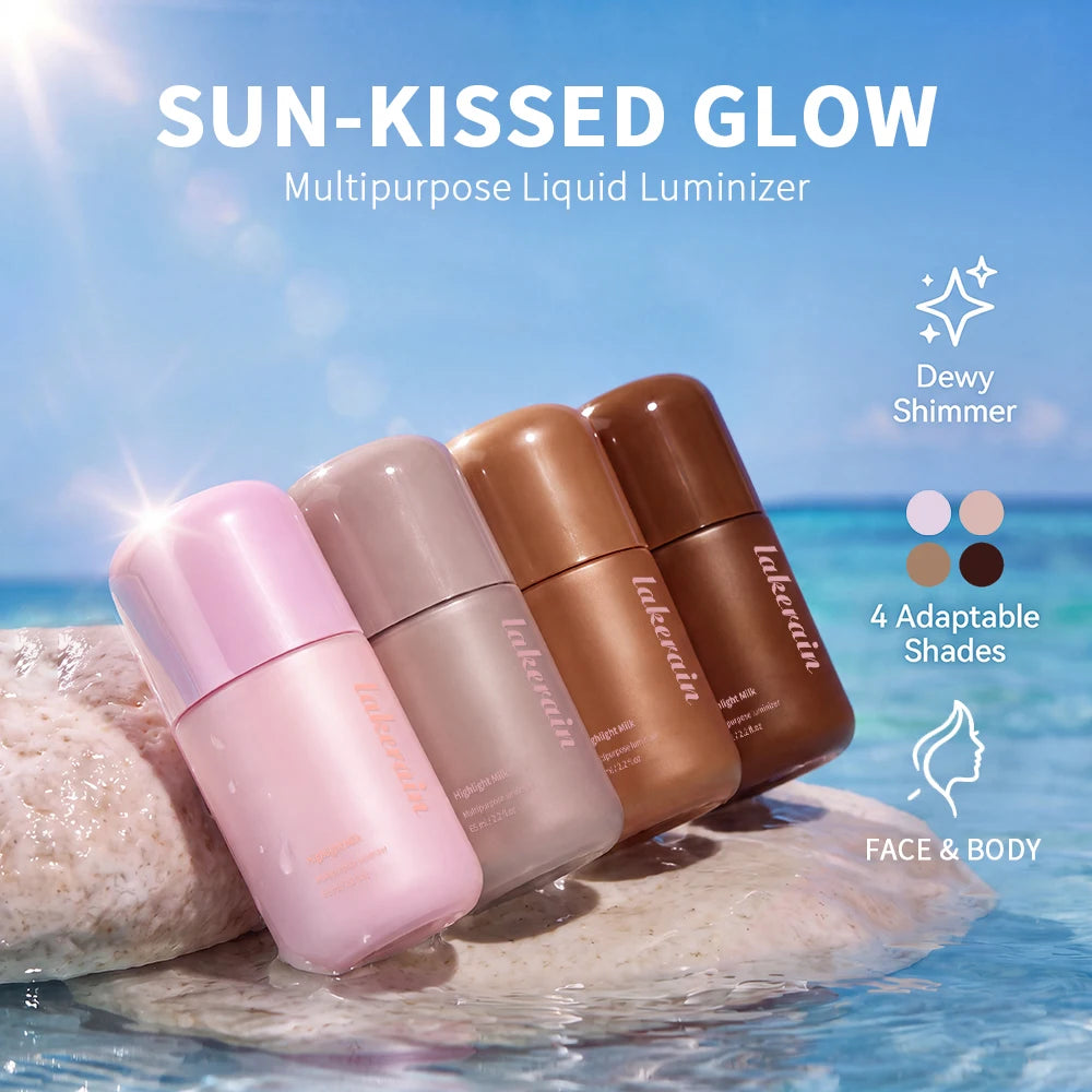 Lakerain Highlight Milk Lotion – Pearl Glow Face & Body Highlighter Lotion SWANS