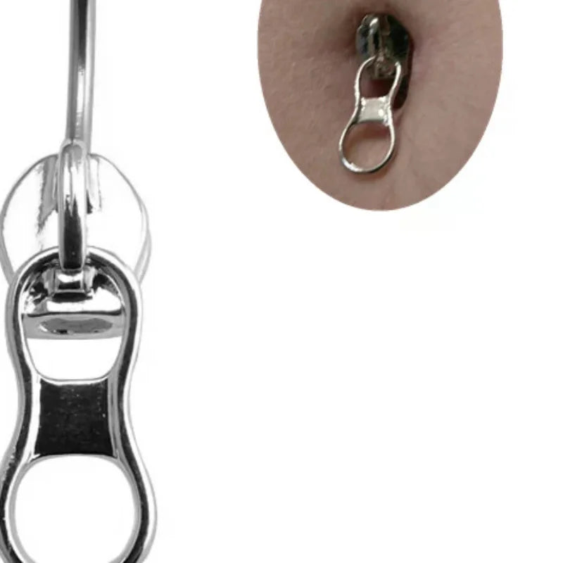 Punk Zipper Belly Button Ring – Stainless Steel Navel Piercing Belly Button Ring SWANS Default Title