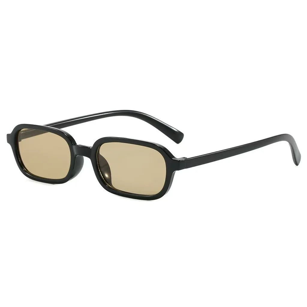 Women's Small Rectangle Sunglasses UV400 Trendy Fashion Rectangle Sunglasses SWANS Black Light Brown