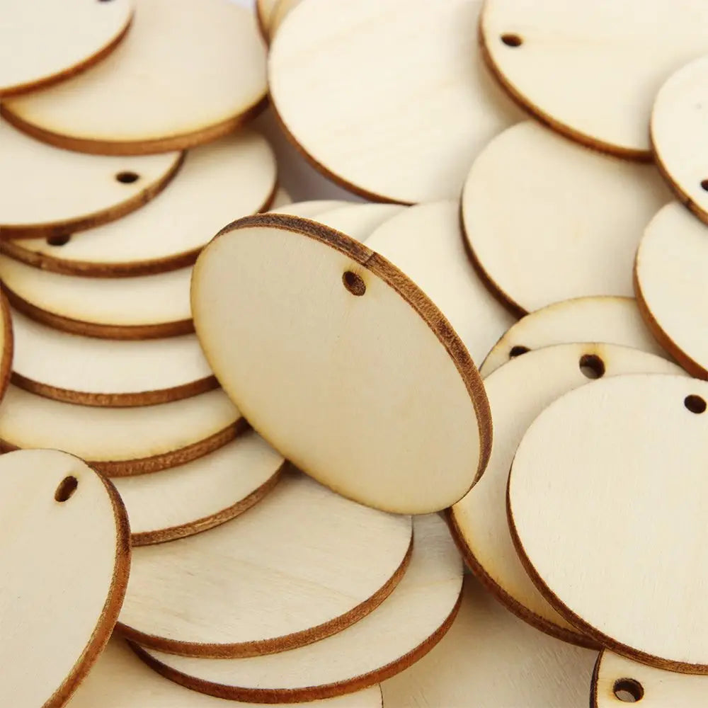 50pcs Round Laser Cut Wooden Craft Discs – DIY Scrapbooking Wood Craft Blanks SWANS