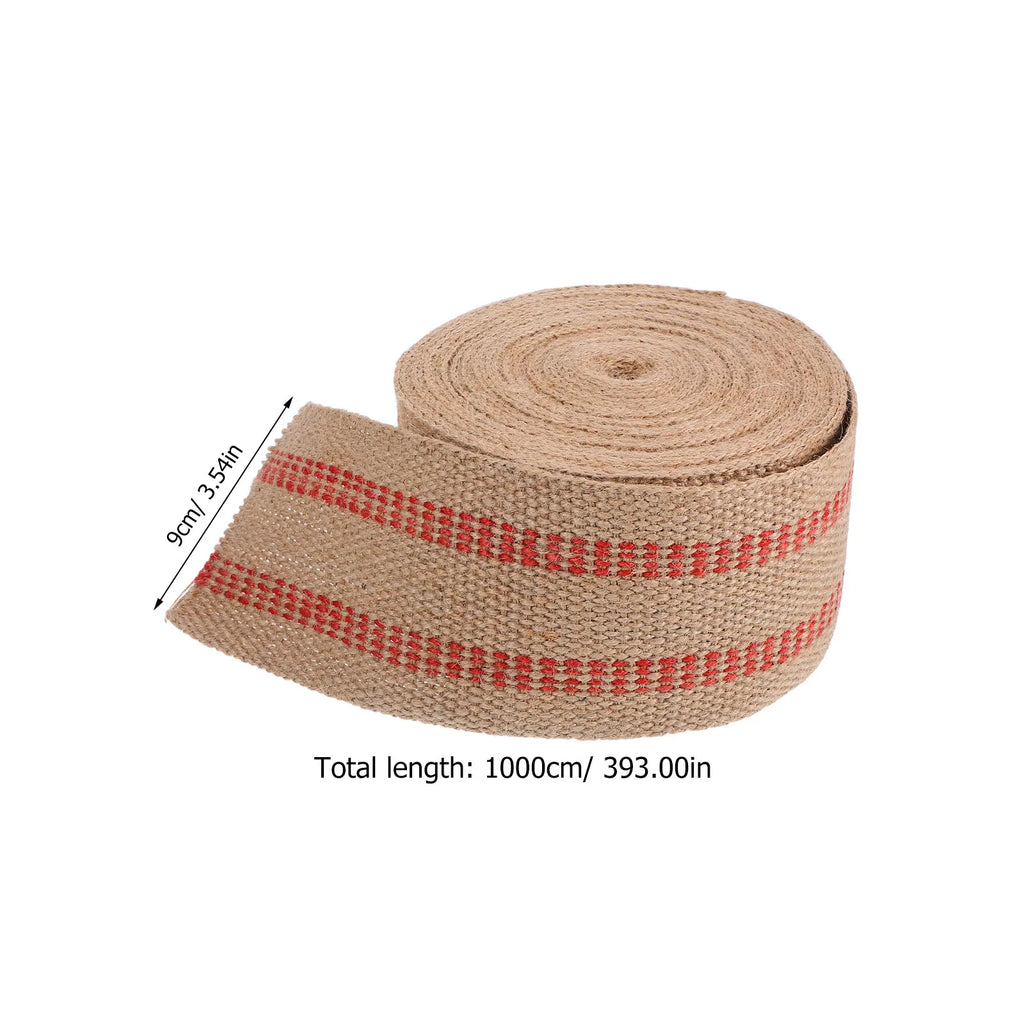 10M Red Striped Jute Webbing Tape – Chair & Upholstery Ribbon Jute Webbing Tape SWANS