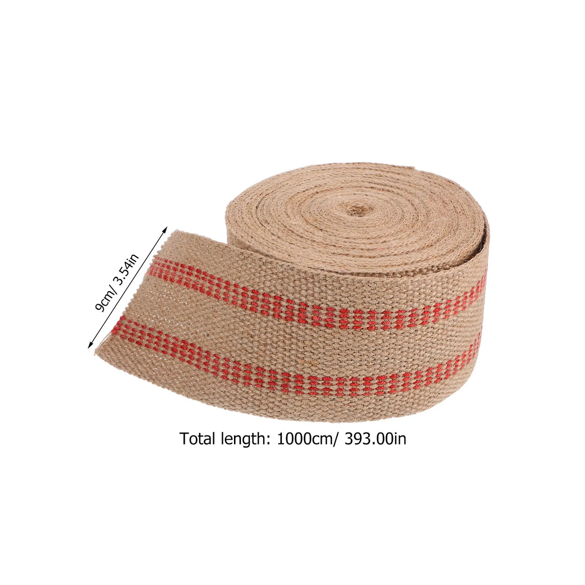 10M Red Striped Jute Webbing Tape – Chair & Upholstery Ribbon Jute Webbing Tape SWANS