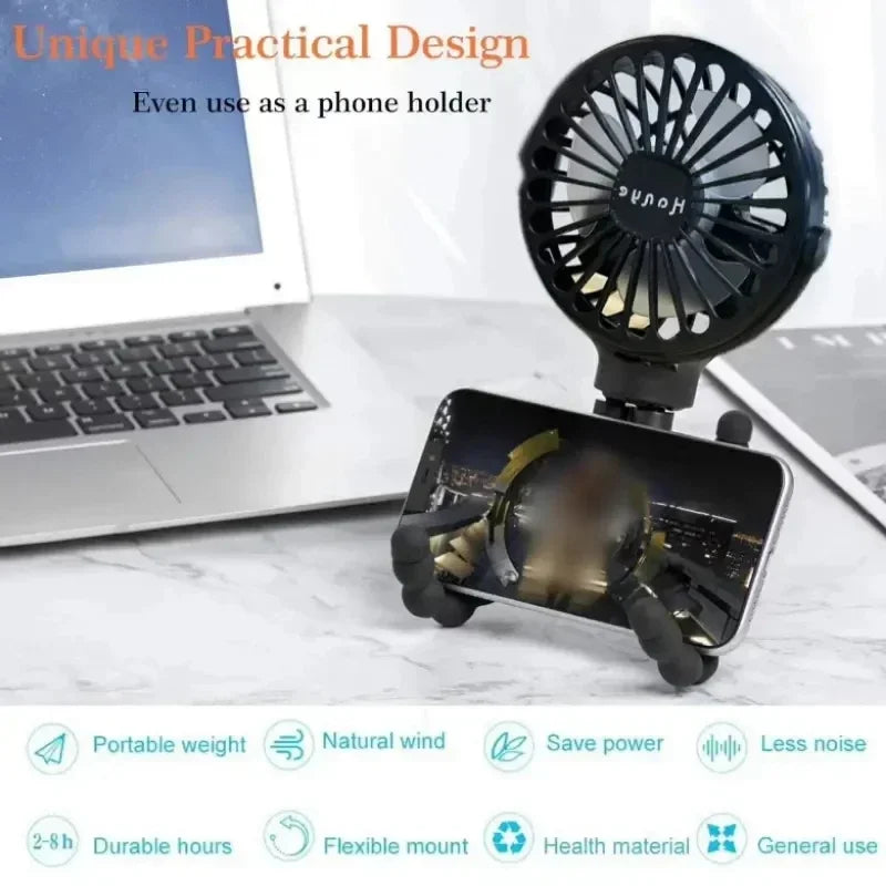 SWANS Bladeless USB Rechargeable Stroller & Neck Fan – Black Portable Bladeless Fan SWANS