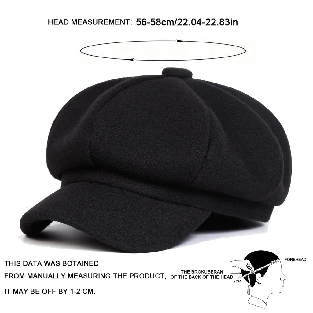 Solid Color Beret Hat – Unisex Autumn Winter Windproof Cap Beret Hat SWANS