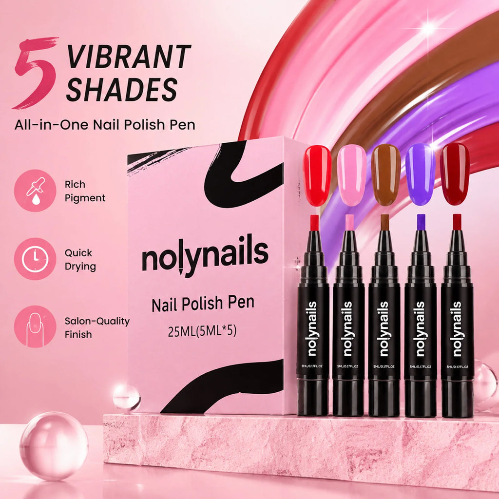 5-Color Gel Nail Polish Pen Set – Quick Dry, No UV Needed Gel Nail Polish Pen SWANS