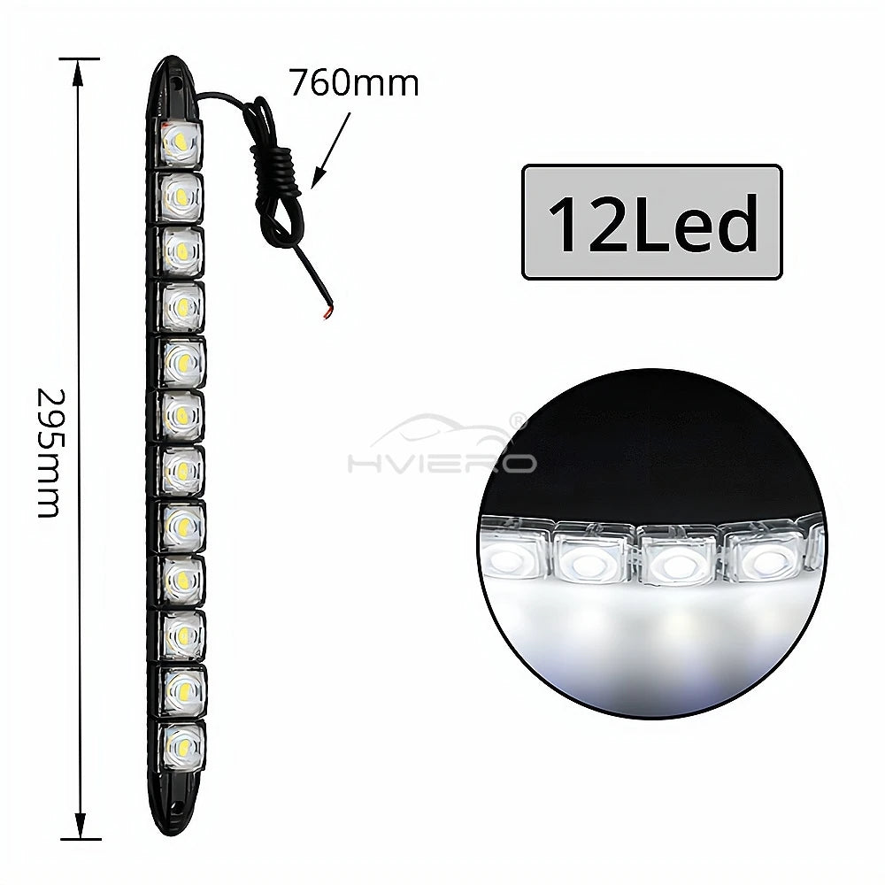 HVIERO 2-Pack Flexible 6-LED DRL Daytime Running Lights 12V Daytime Running Lights SWANS 12led Black shell
