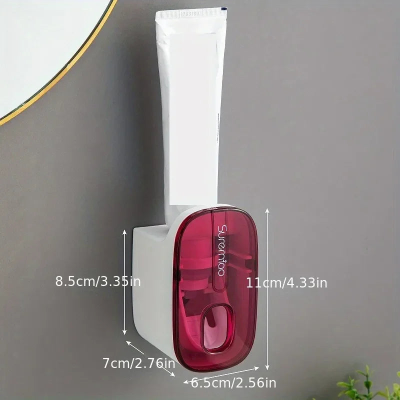 SWANS No-Drill Wall-Mounted Automatic Toothpaste Dispenser Toothpaste Dispenser SWANS Rose Red 1pc
