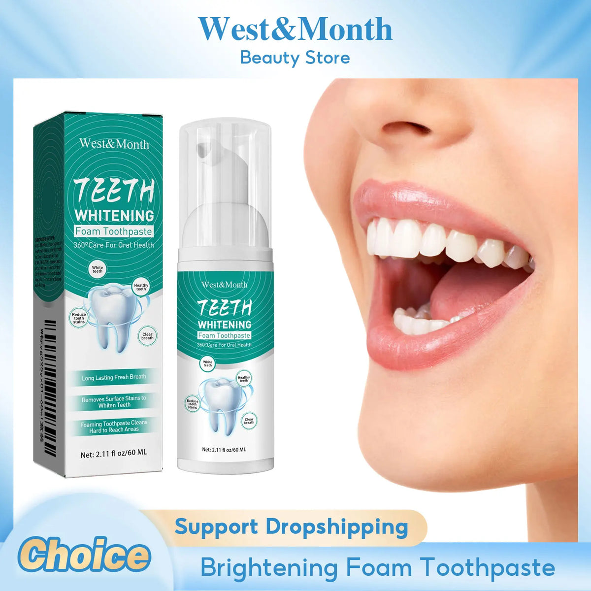 Whitening Foam Toothpaste Mousse – Plaque & Stain Remover Whitening Foam Toothpaste SWANS