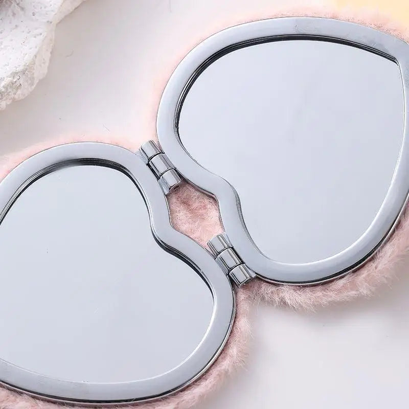 YOVIP Plush Folding Double-Sided Compact Makeup Mirror Compact Makeup Mirror SWANS