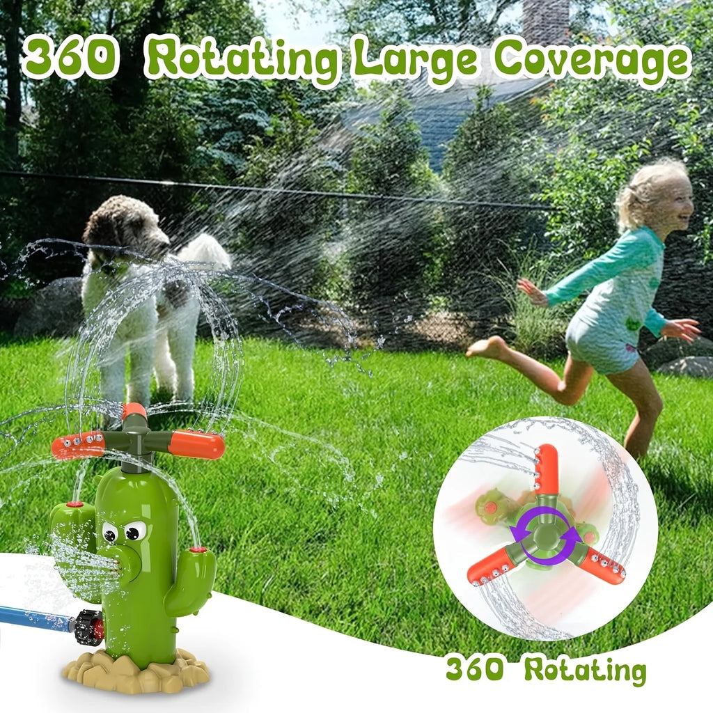 Kids Rotating Cactus Water Sprinkler Outdoor Garden Play Toy Outdoor Water Toy SWANS